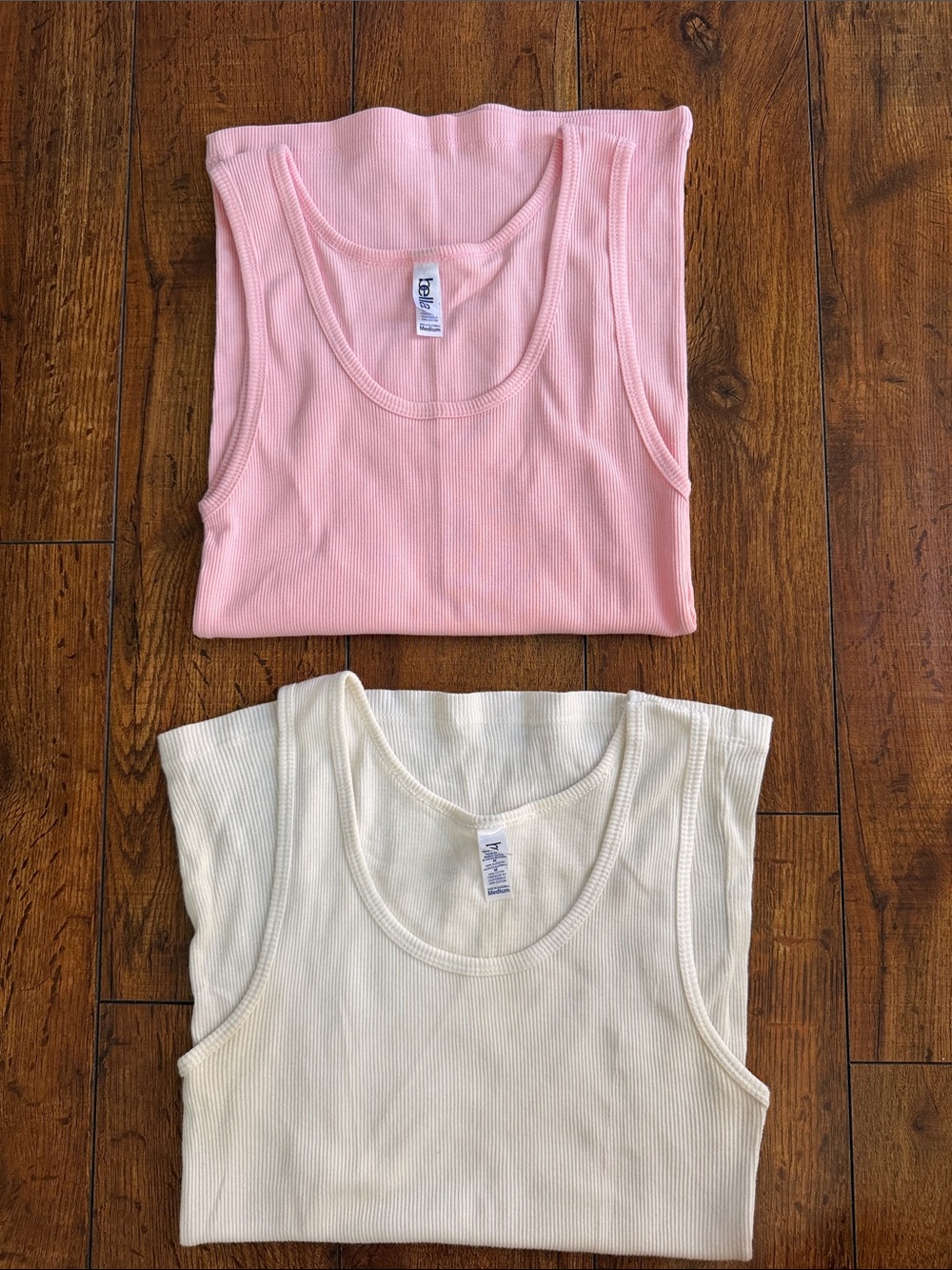 Kids Ribbed Tank Top - Pink and Cream